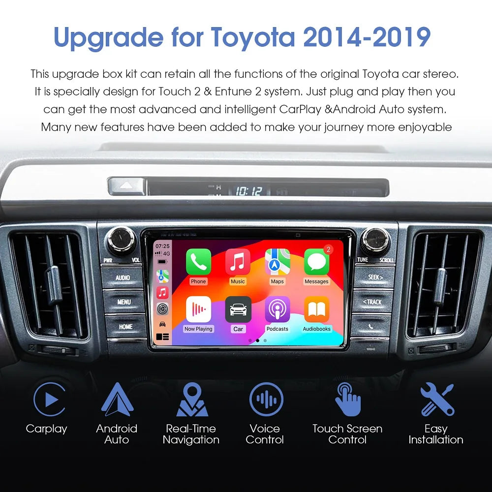 Wireless Carplay Android Auto for Toyota with Touch2 Entune2.0 2014-2019 Fits for Tundra/Highlander/RAV4/Tacoma/Camry/Corolla