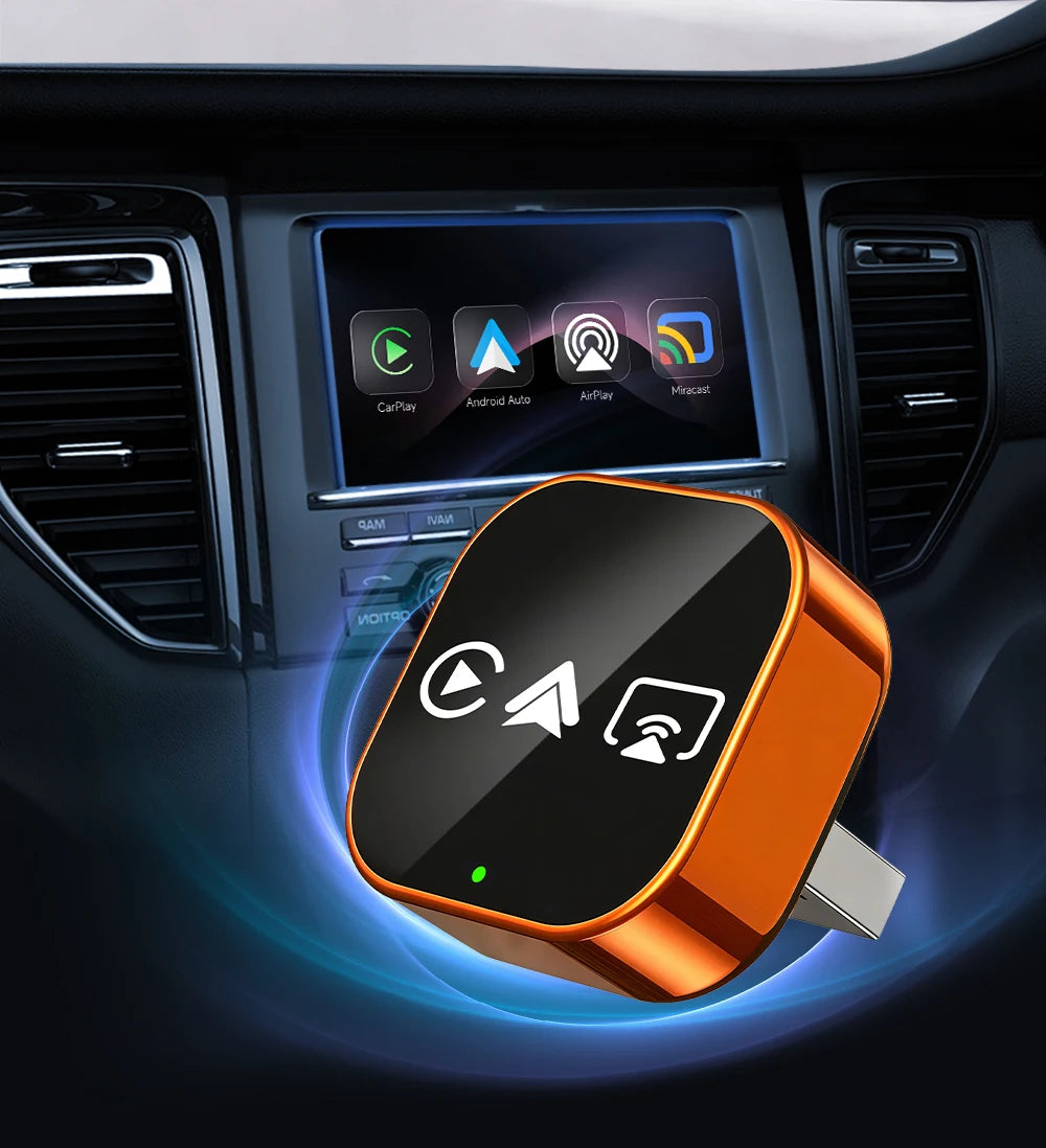 2026 4in1 New Upgrade Carplay Adapter Wireless Android Auto Mirror Link Smart MiNi AI Box USB Plug and Play Auto Connect WiFi