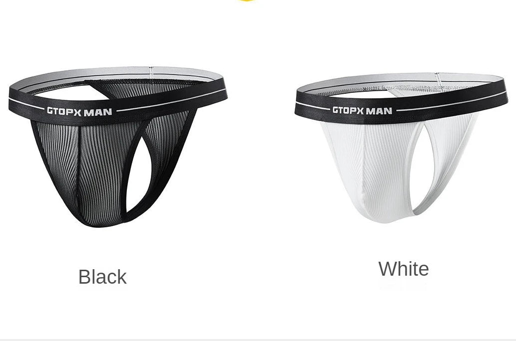 GTOPXMAN Men Underwear Sexy Mesh Transparent Men Thongs