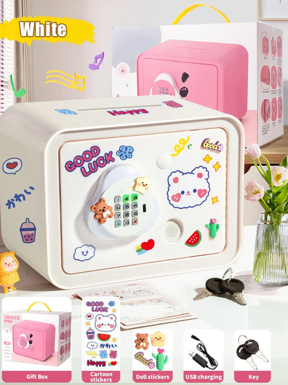 Children's Mini Fingerprint Piggy Bank Toys DIY Password Unlock Money Box Kids Savings Bank With Music Key Toy For 3 Yeas Gifts