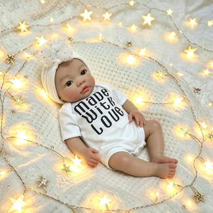 18 Inch Lifelike Awake Reborn Doll Silicone Doll Painting Body Details Soft Touch Open Mouth Baby Girl For Gift