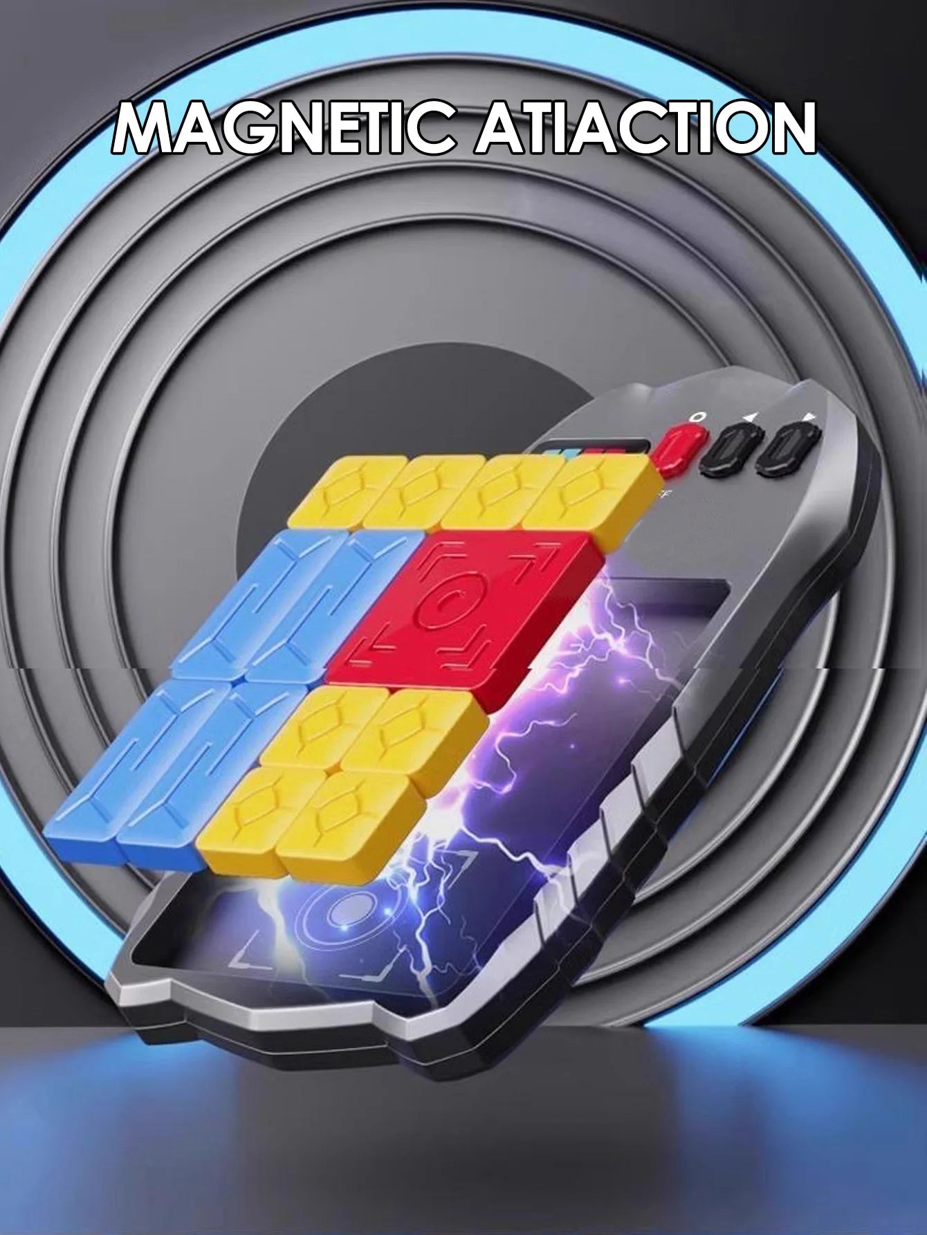 500+Levels Huarong Road Magnetic Suction Block Sliding Puzzle,Kids Puzzle Logical Thinking Training Brain-burning Board Game Toy