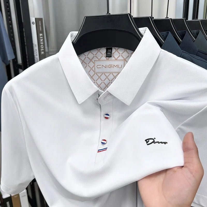 Luxury Man Short-Sleeved Polo Shirt Lapel Button Letter Embroidery Spring Casual Elegance T-Shirt Simple Business Men's Clothing