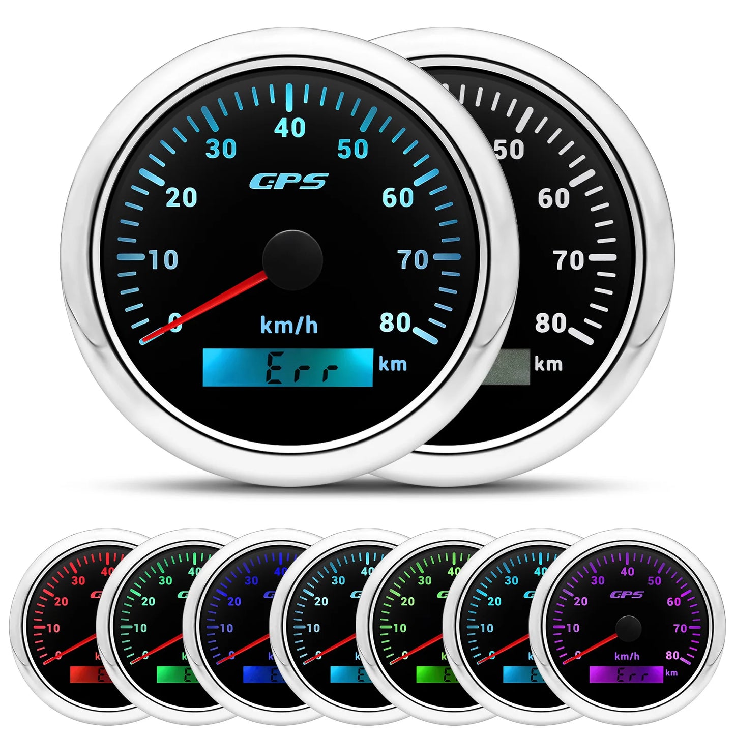 7 Color LED  30/60/80/120/200KMH 85MM GPS Speedometer Gauge with GPS Antenna For Motorcycle Boat Car Truck Speed Gauge 9-32V