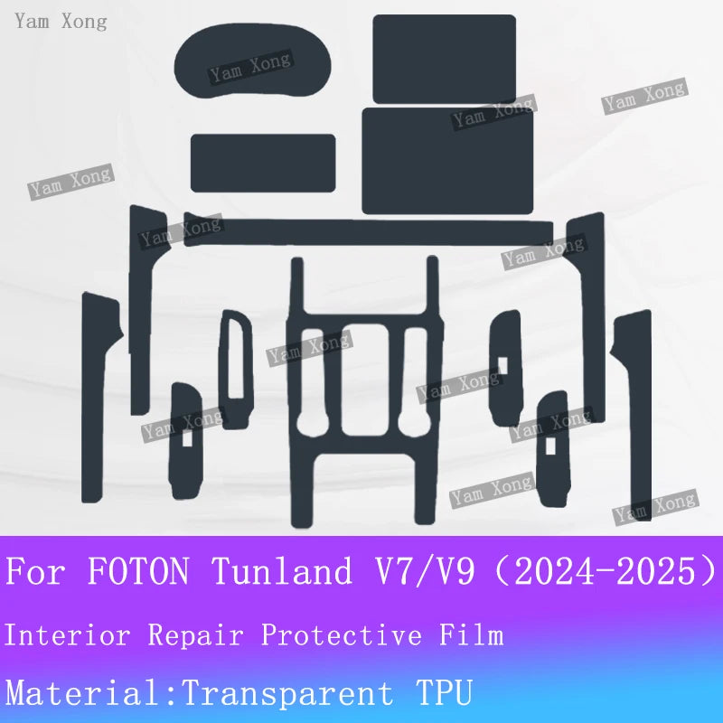 For FOTON Tunland V7 V9 2024 2025 Car Panel Film Navigation Dashboard Protective Sticker Interior Anti-Scratch Protective Film