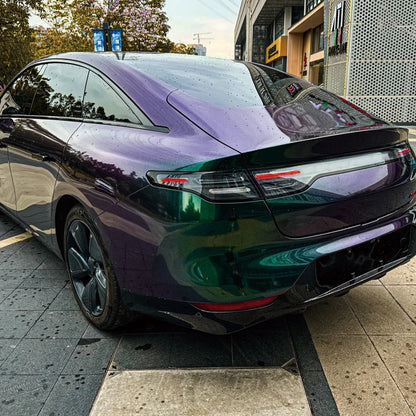 Car Wrap Vinyl Film Glossy PET Diamond Purple&Green PVC Car Engine Hood Decal Self Adhesive Motorcycle Auto Body Decoration Film