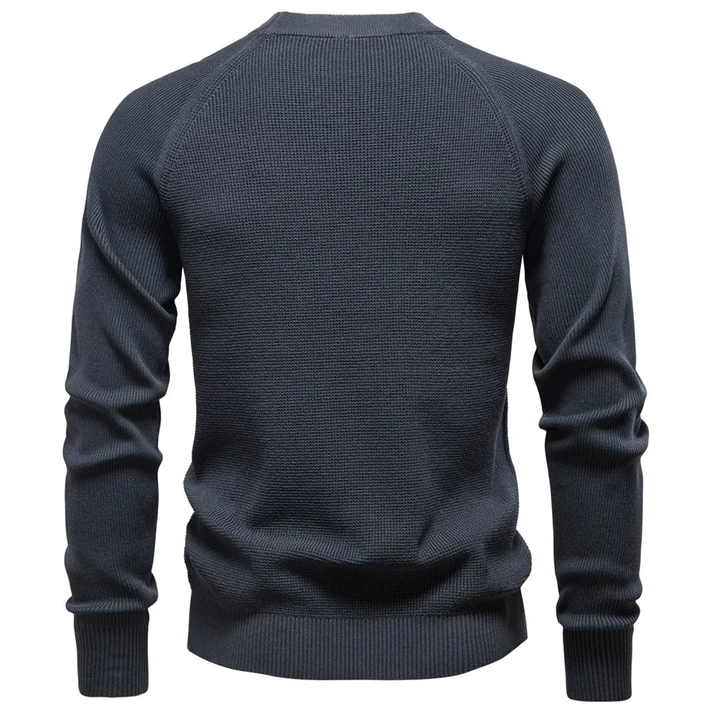 AIOPESON Raglan Sleeve Polo Shirt Men Henley Collar Solid Color Long Sleeve Heavyweight Cotton Business Casual Autumn Winter