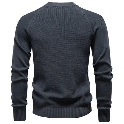 AIOPESON Raglan Sleeve Polo Shirt Men Henley Collar Solid Color Long Sleeve Heavyweight Cotton Business Casual Autumn Winter