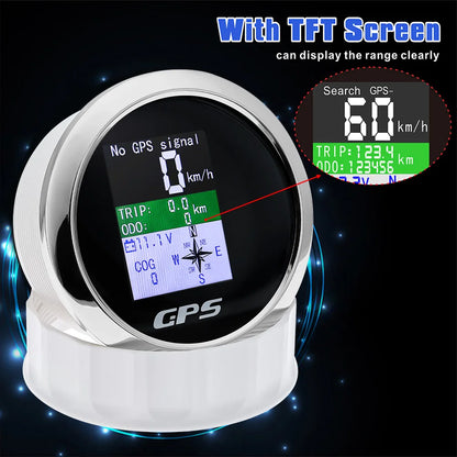 85mm Digital GPS Speedometer Odometer with GPS Antenna TFT Screen Waterproof Voltmeter Universal for 12V 24V Car Boat Motorcycle