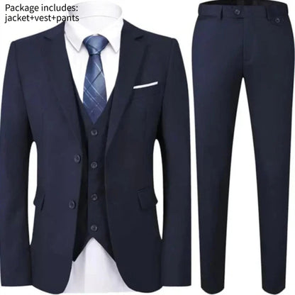 Elegant Men Suit For Wedding 3 Pieces 2 Sets Jackets Vest Pants Blazers Full Fashion Slim Fit Coats 2025 Formal Classic Costume