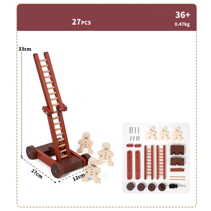 Wooden Toys Beech Wood Car Blocks Cartoon Excavator Educational Montessori Toys Children Ambulance Police Car Birthday Gift