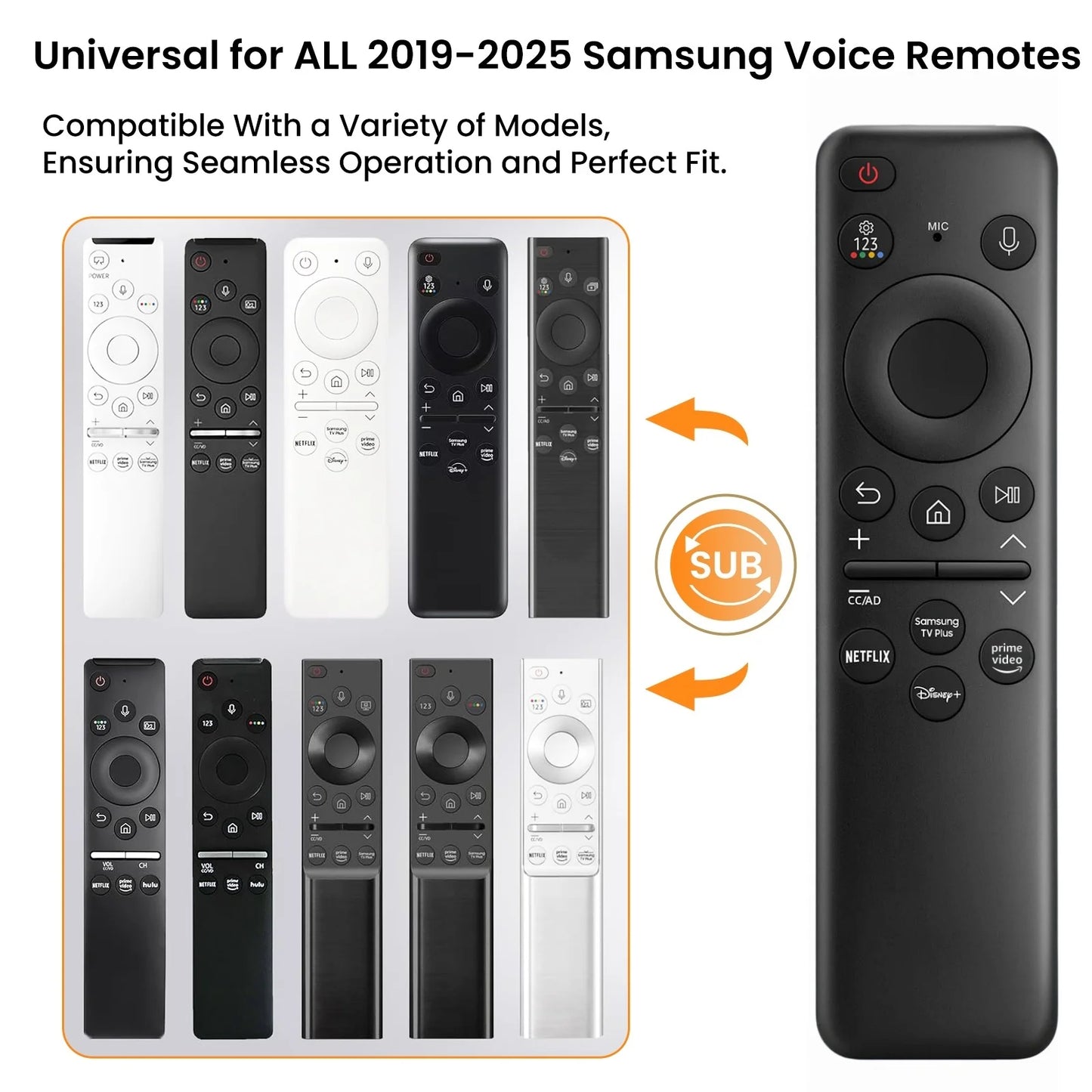 BN59-01432A TM2360E Rechargeable Voice Remote for Samsung Smart TVs, Replacement for All 2021–2025 Samsung TV Remote with Sloar