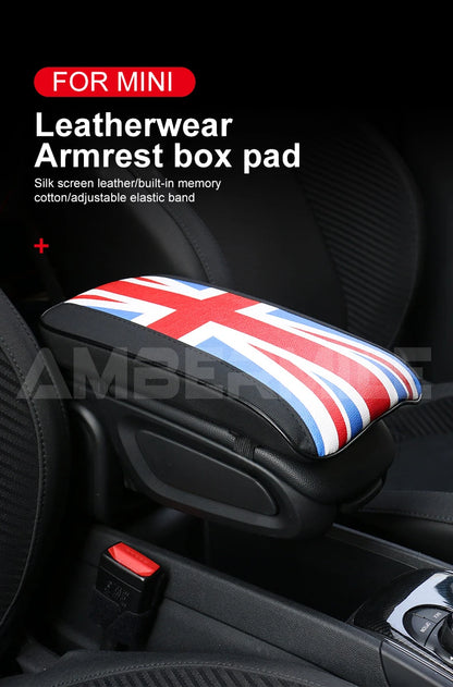 Leather For Mini F54 F55 F56 F60 R55 R56 R60 Auto Hand Rest Pad Central Armrest Storage Box Cover Protective Mat Accessories