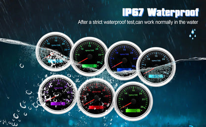 AD 85MM Tachometer with LCD Hour Meter For Marine Boat Car RPM Gauge 0-3000 4000 8000 RPM Meter Tach Sensor 7Colors Backlight