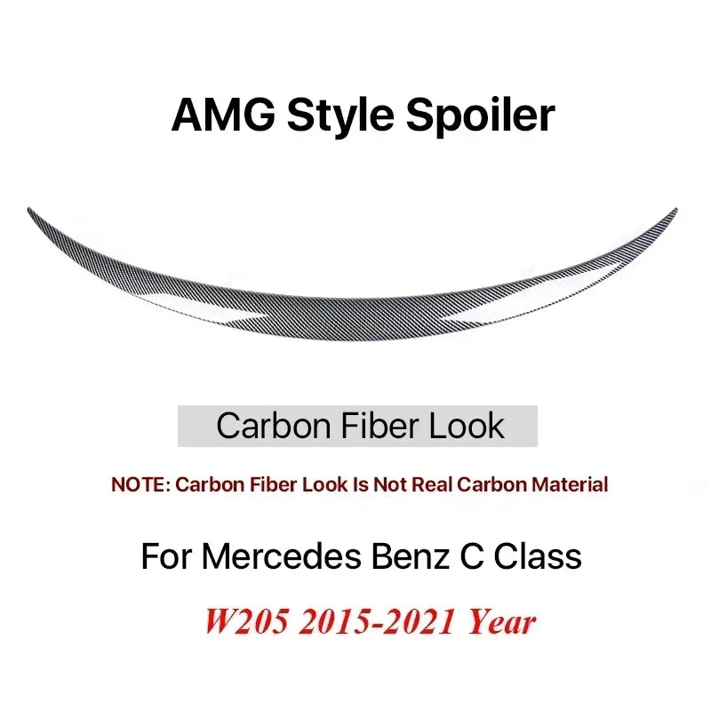 Boot Rear Carbon Fiber Trunk Spoiler for Mercedes Benz C Class Sedan W205 Deflector C63s AMG PSM Style Gloss Black 2015-2021