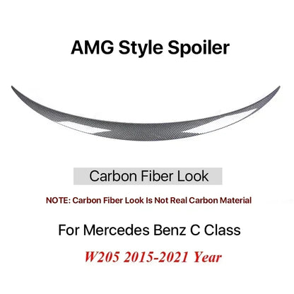 Boot Rear Carbon Fiber Trunk Spoiler for Mercedes Benz C Class Sedan W205 Deflector C63s AMG PSM Style Gloss Black 2015-2021