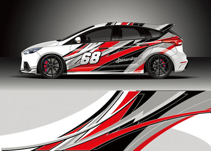 Full Body Racing Car Graphic Decal Vinyl Wrap Modern Design Vector Image Car Full Wrap Sticker Decorative Car Decal 300*60cm