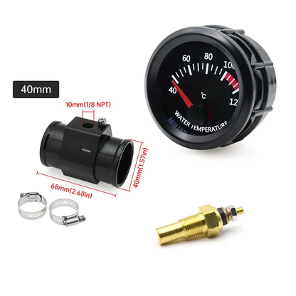 52MM Water Temperature / Oil Temp 12V Car Gauge + 26MM-40MM Adapter With Temp Sensor Collocation Car Accessories For All Vehicle