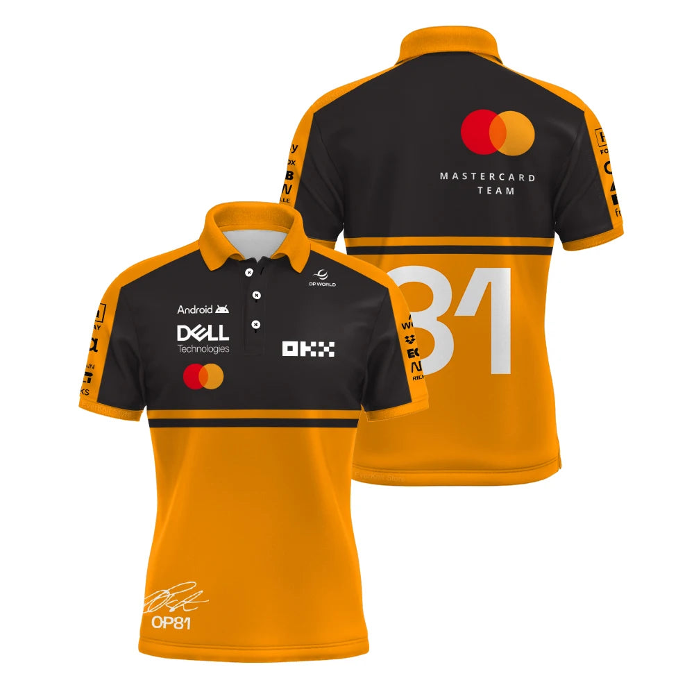 2026 New Men's Norris 1 Racing Team Polo Shirt Oscar Piastri 81 Driver Sports Breathable T-Shirt Daily Casual Plus Size Polo 6XL