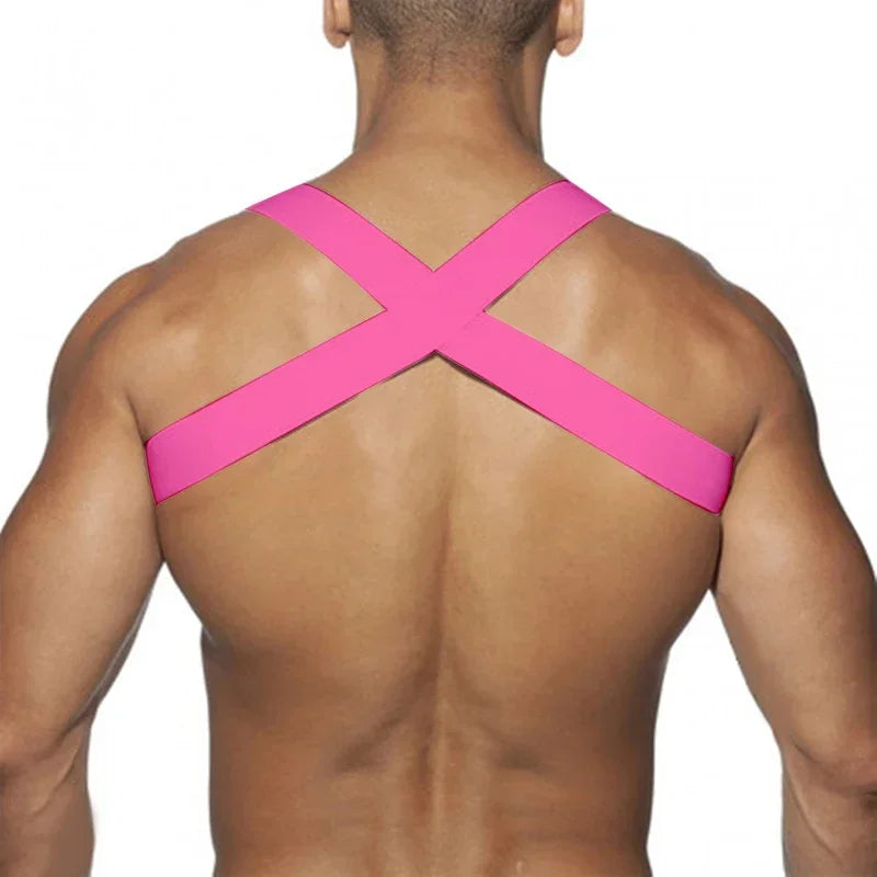 Chest Straps Men's Sexy Elastic Breast Belt Chest Bondage Muscle High Stretch Shoulder Straps Sports Fitness Club Party Costume