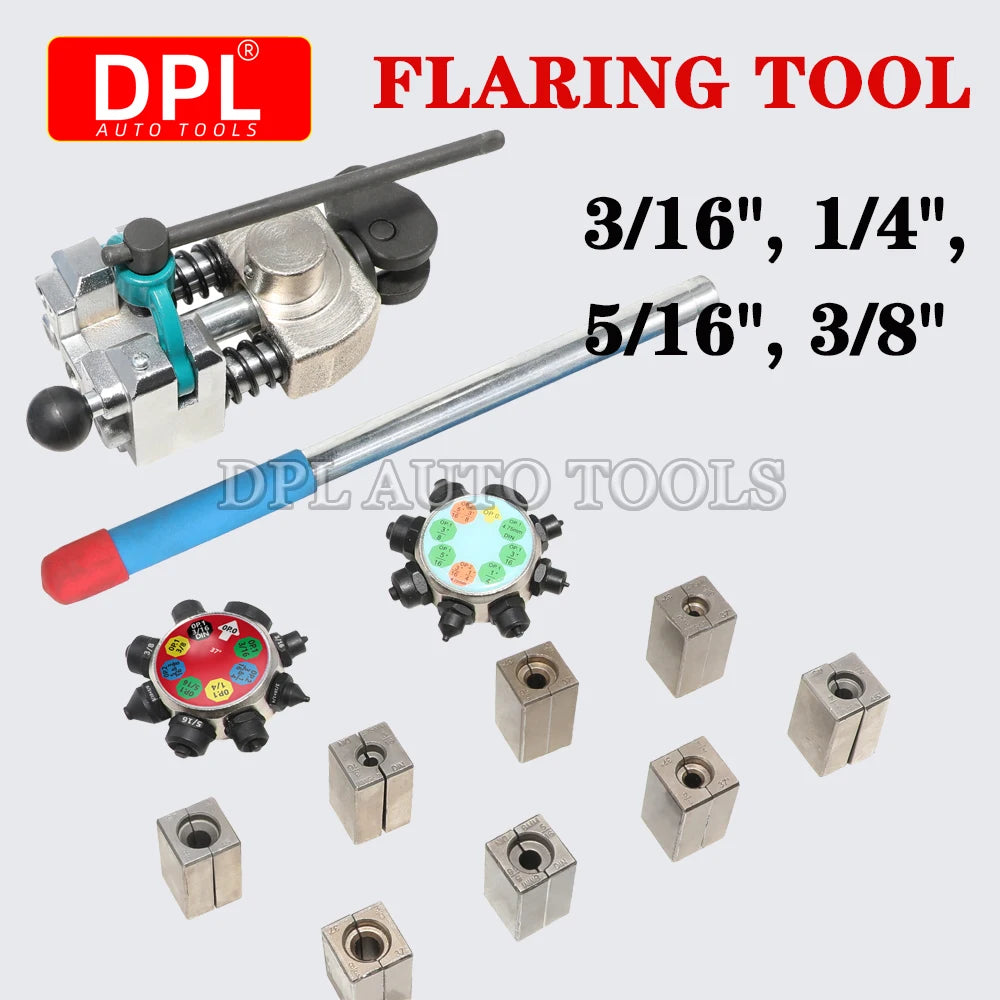 45°/37° Professional Brake Tube Line Flare Brake Pipe Flaring Tool 45/37 degree Set , Single, Bubble, Double Flare Tool Kit