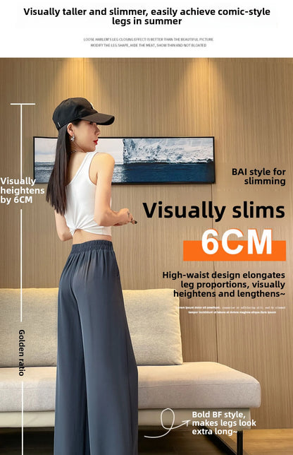 High Waist Wide Leg Pants Women's Loose Casual Straight Nine Points Super plus Size Slimming Trousers Korean Sle Spring Aut...