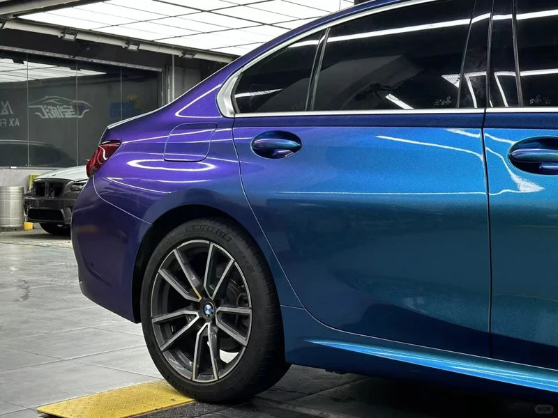 Sparkle Metallic Chameleon Vinyl Wrap Film Roll Purple to Blue Adhesive Decal Vehicle Car Wrapping
