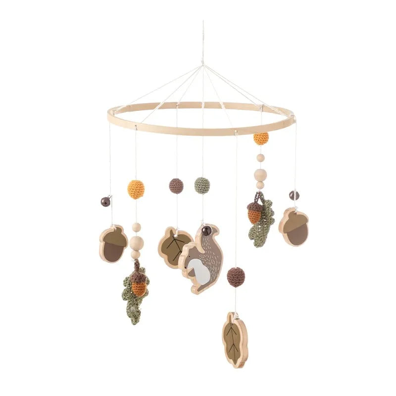 DIY Baby Crib Bed Bell Holder Arm Toy Imitation Wood Grain Infant Bed Decoration Toys Rotating Music Box Nut Screw Arm Bracket