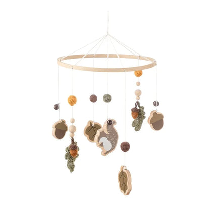 DIY Baby Crib Bed Bell Holder Arm Toy Imitation Wood Grain Infant Bed Decoration Toys Rotating Music Box Nut Screw Arm Bracket