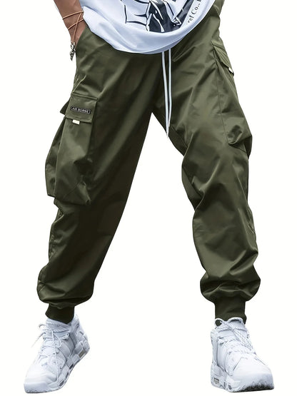 Plus Size Spring Summer Men Casual Cargo Pants Pockets Black Loose Out Door Elasticity Sports Oversize Pants 46 48 50 52