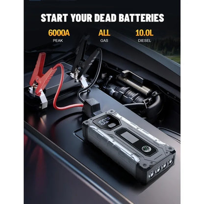 QIKUI portable jump starter car battery, 8000mAh 12V Petrol Diesel Car booster batterie voiture, rechargeable lighting 3 in 1