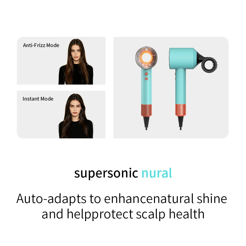 HD16 Leafless Hair Dryer Negative Ion High Power Fast Drying Constant Temperature Ultra-Quiet 5 Professional Nozzles Home Stylin