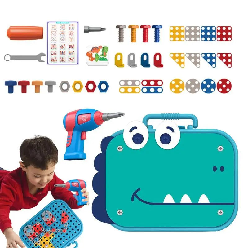Kids Electric Drill Screw Nut Puzzles Toys Pretend Play Tool Disassembly Assembly Drill Puzzle Toys For Boy Children Gifts