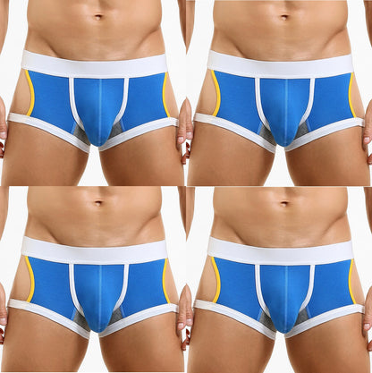 4-Pack SEOBEAN Men's Low-Waist U-Shape Flat Briefs Underwear Trendy Side-Light Design Comfortable Innerwear for Men