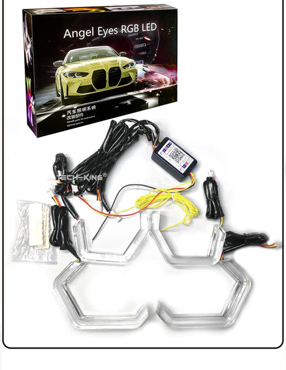 Car headlight Angel Eye F01 F02 F03 F04 RGB dynamic light LED side cover decorative light ring white light Yellow light RGBW
