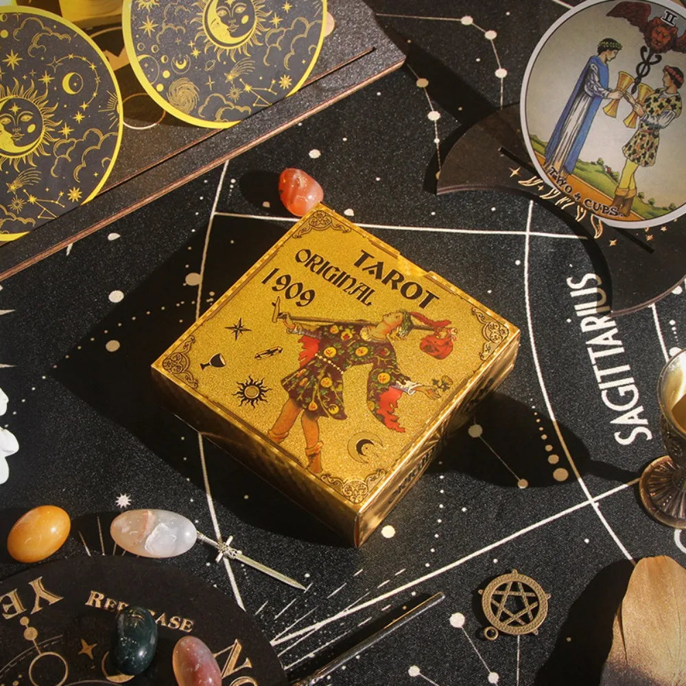 PVC Classic Learning of Plastic Circular Card Deck 10x10 Cm Tarot Games Waterproof 78 Pcs Cards