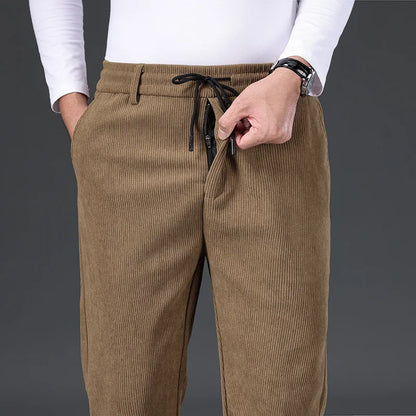 New Men's Winter Thicken Warm Classic Straight Business Fleece Thermal Trousers Brand Clothes Corduroy Plush Velvet Casual Pants