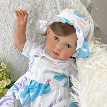 BZDOLL 48 CM 19 Inch Lifelike Reborn Doll for Girls with 3D-Skin Vinyl Limbs And Soft Cloth Body Realistic Doll Collectible Toy