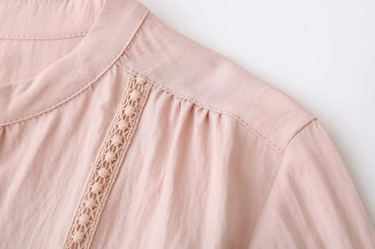 Slimming Short Sleeve Shirt for plus Size Women Stylish French Style Loose Fit Summer Top Single Button Closure Regular Length