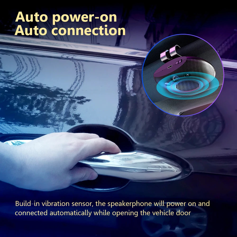 Bluetooth 5.3 Speakerphone Bluetooth-compatible Handsfree Car Kit Wireless Stereo Mp3 Music Player Car Handsfree Sun Visor Clip