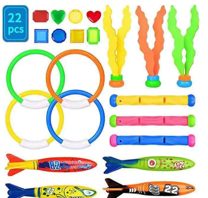 Summer Swimming Diving Toys Set Pool Swim Ring Water Sports Play Game Diving Stick Underwater Accessories Grabbing Toys for Kid