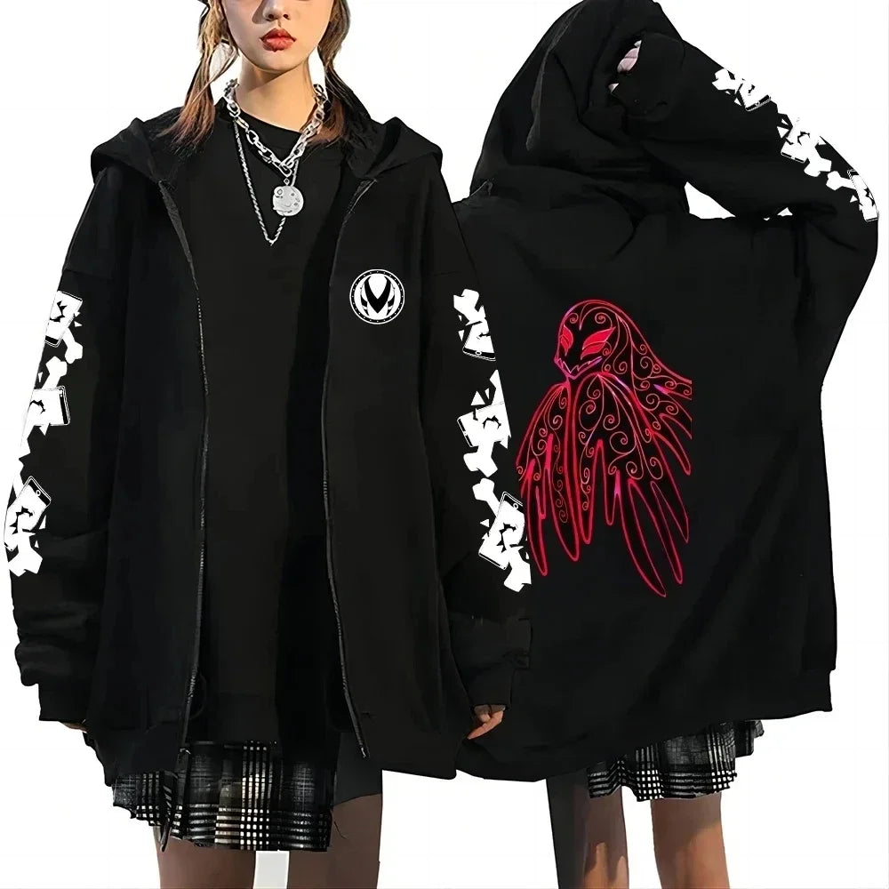 Trendy Anime Hooded Cardigan Unisex Harajuku Style Casual Fashion Long Sleeve Jacket Autumn Winter Fleece Zipper Sweatshirt