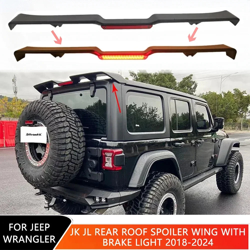 Car Rear Roof Lip Spoiler Wing with Brake Light Window Right Left Cars Tail Light Hinge Covers for JEEP Wrangler JK JL 2018-2024