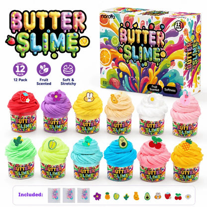 12 Colors Super Butter Slime Kit Bulk Wholesale DIY Fluffy Cloud Slime Foam Beads Charms Sensory Educational Craft Birthday Gift
