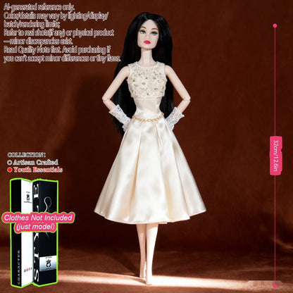 Pro-Grade 12.6in 1/6 BJD Doll - 12-Articulated Statue, Exquisite Makeup, Fluffy Hair, Desktop Ornament (No Clothing)