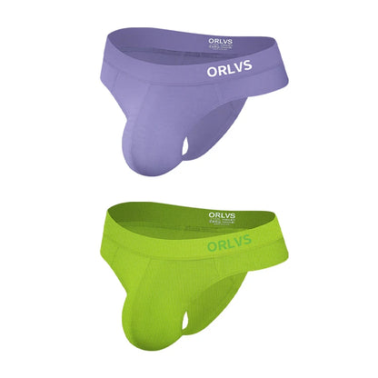 Men's ORLVS Ice Silk Modal Thongs Soft Breathable Low Rise Comfortable Underwear