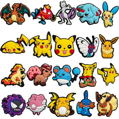 47/27/20Pcs Random Pokémon Series Shoe Charms For Slides Sandals,PVC Shoe Decorations Accessories For Christmas Birthday Gift