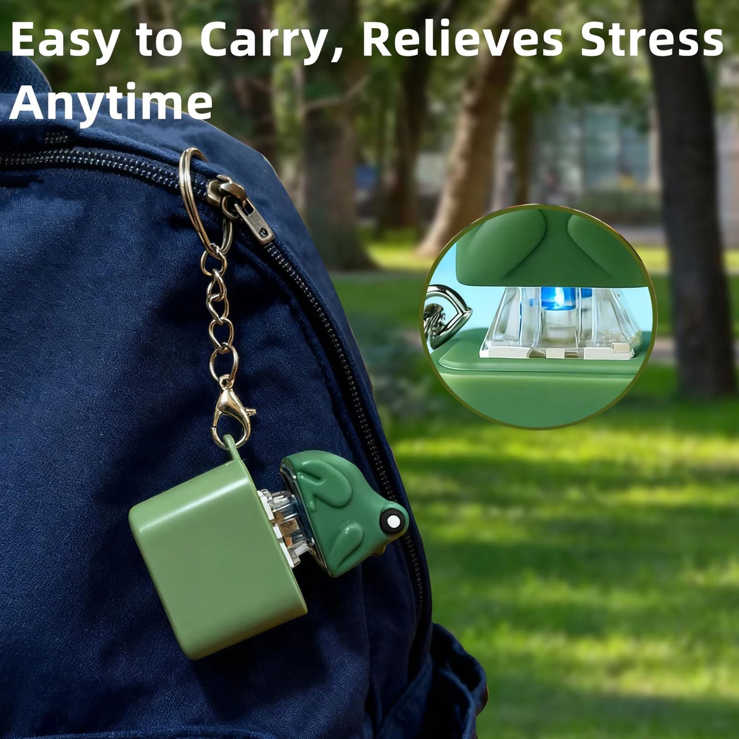 Rechargeable Frog Croaking Fidget Toy with Sound and Lights Portable Click Button Keychain for Kids Boys Girls Gift