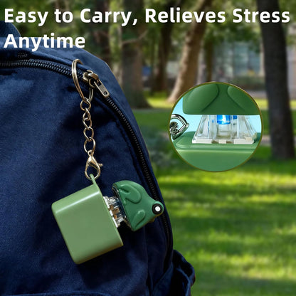 Rechargeable Frog Croaking Fidget Toy with Sound and Lights Portable Click Button Keychain for Kids Boys Girls Gift