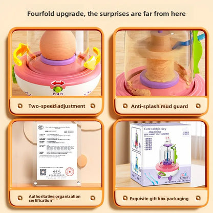 Creative Electric Mini Fingertip Pottery Wheel Kit Non Bake Clay DIY Craft Set for Kids Primary School Students Birthday Gift